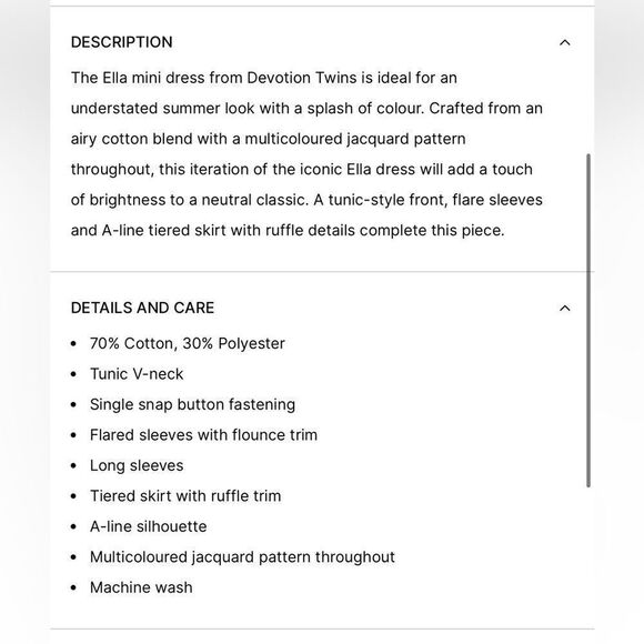 Anthropologie Devotion Twins Embroidered Ella Tunic Dress/ size S - Picture 11 of 11